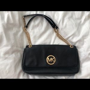Michael Kors Black Leather Bag Purse with Chain